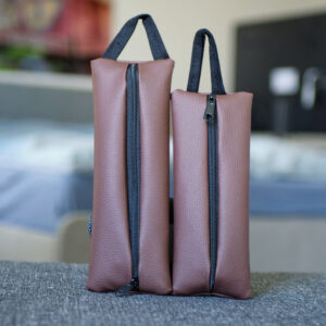 Flache Federtasche aus Kunstleder Klein und Groß